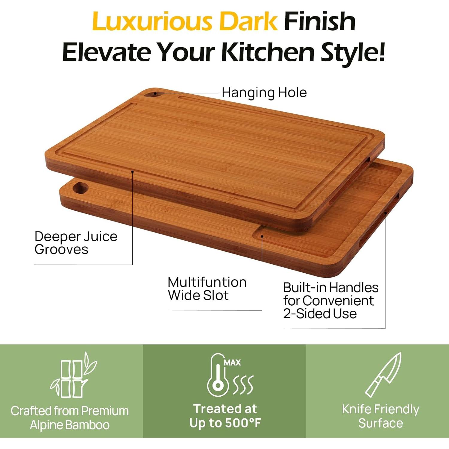 Conjunto de 3 Tablas de Cortar de Bambú Keechee - Ecológicas y Duraderas