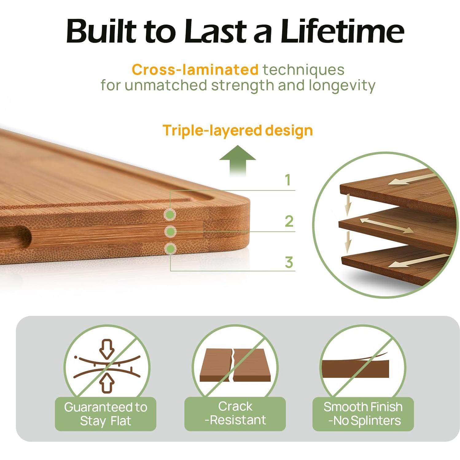 Conjunto de 3 Tablas de Cortar de Bambú Keechee - Ecológicas y Duraderas
