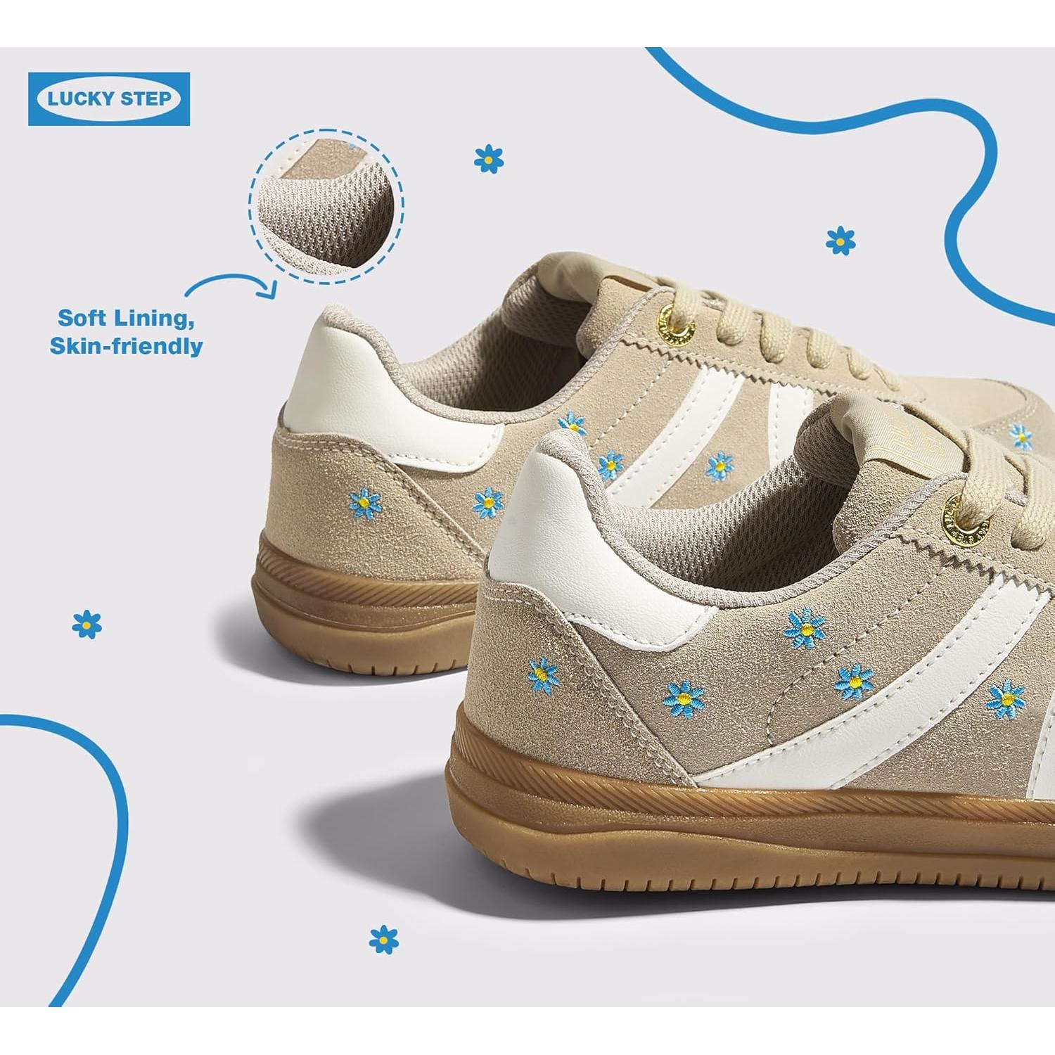 Zapatos de Tenis Retro para Mujer Lucky Step Beige 6