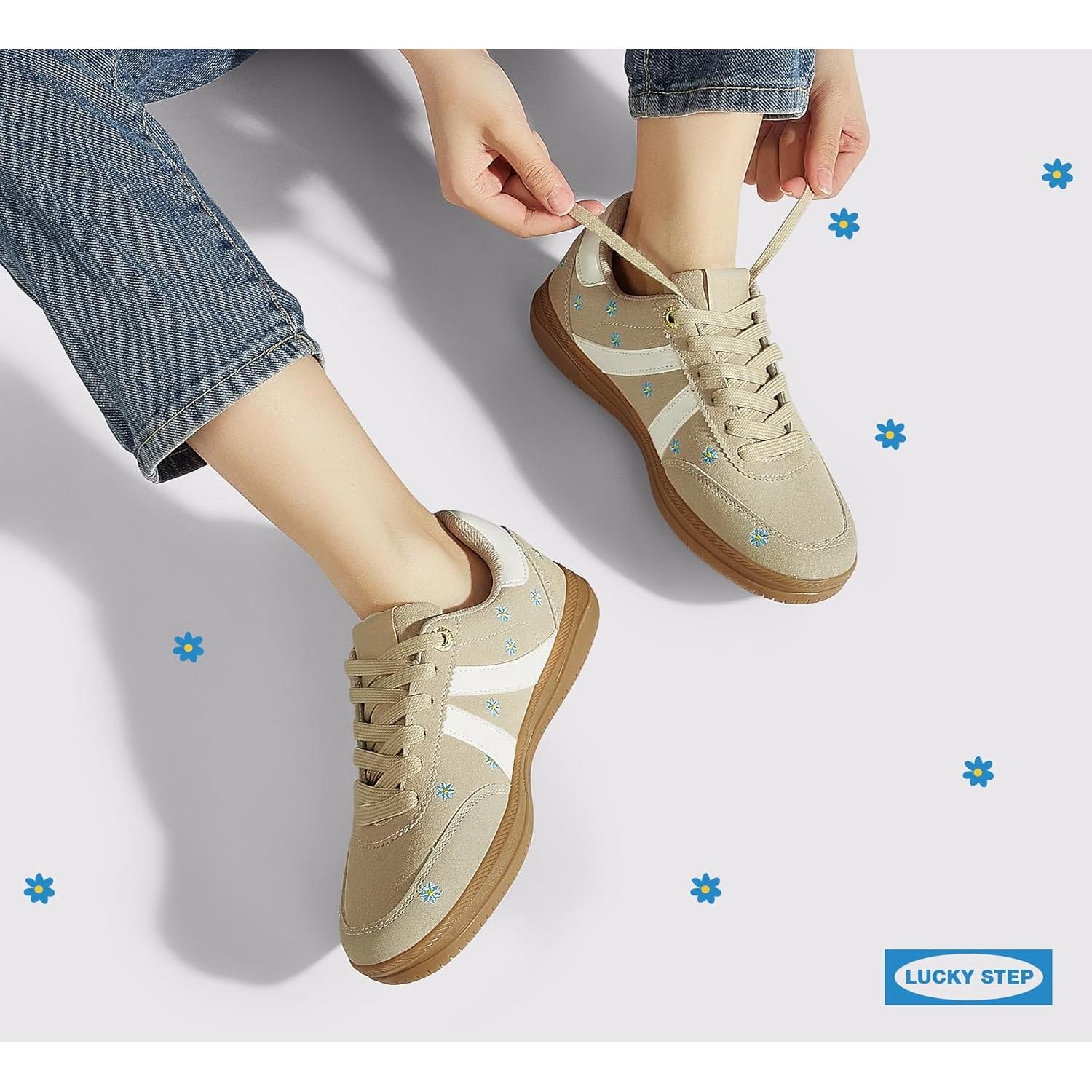 Zapatos de Tenis Retro para Mujer Lucky Step Beige 6