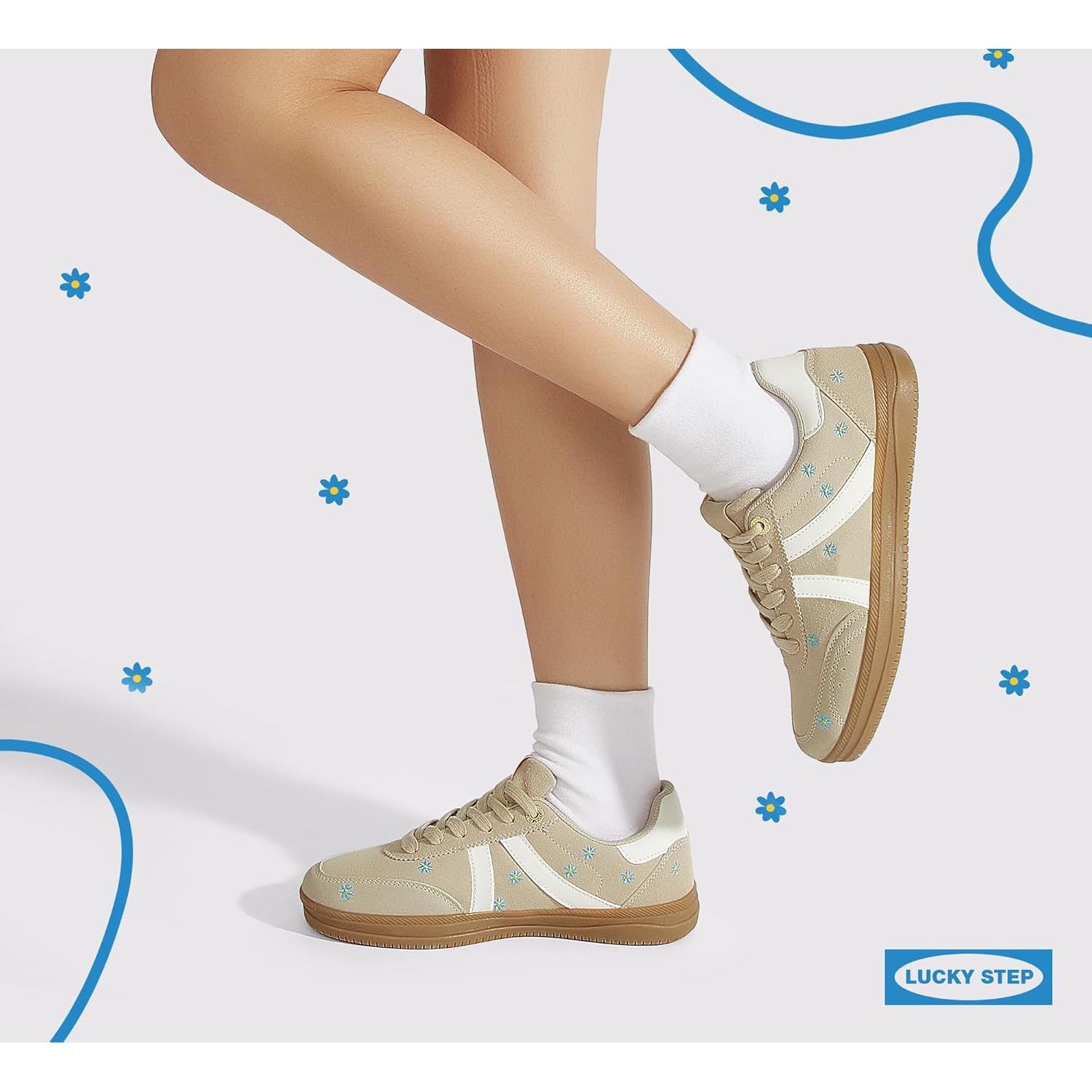 Zapatos de Tenis Retro para Mujer Lucky Step Beige 6