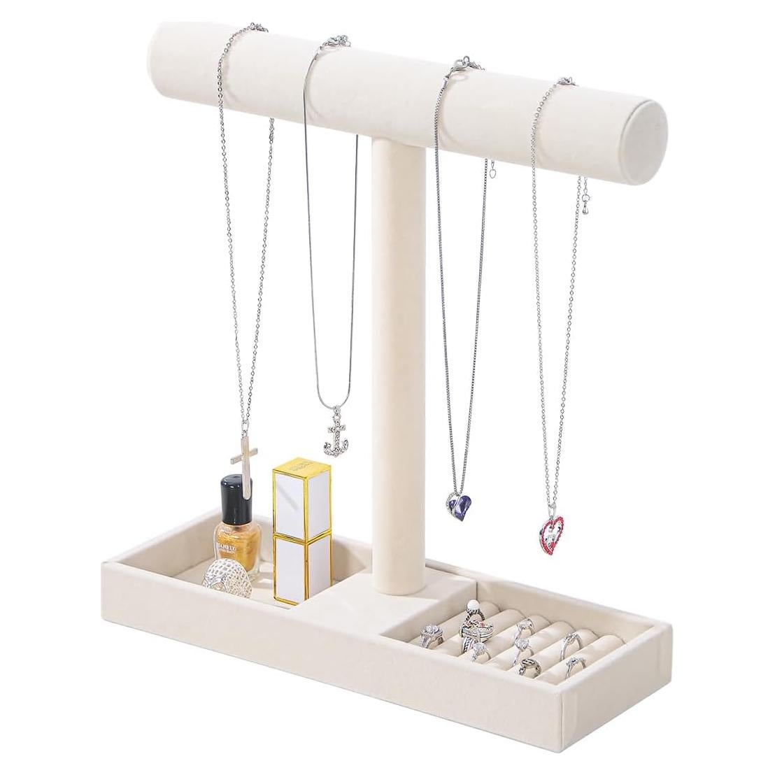 Soporte de Joyería Justsoso Beige para Collares y Anillos