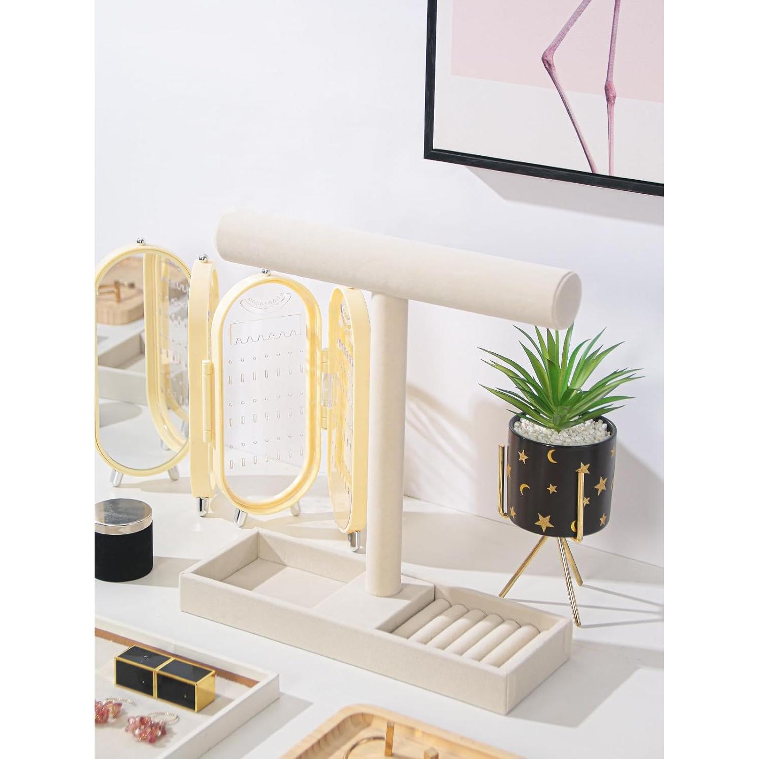 Soporte de Joyería Justsoso Beige para Collares y Anillos