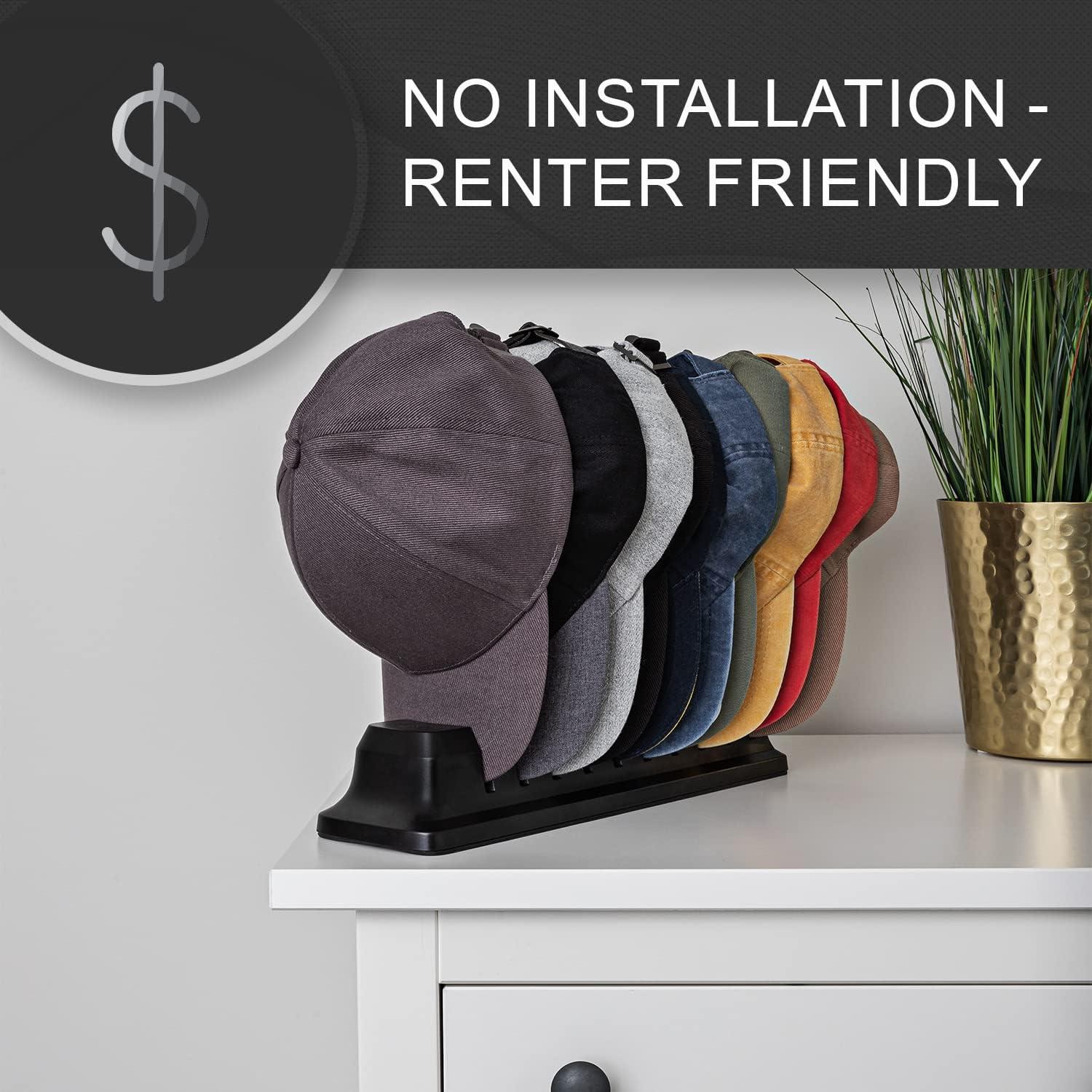 Organizador de Gorras Capstak - Soporte Vertical para 10 Gorras Negro