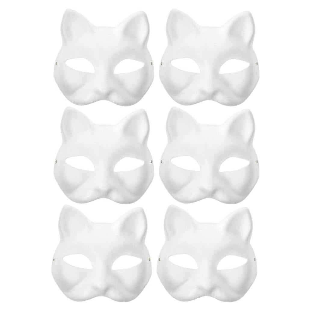 Máscaras de Gato y Zorro Blancas IMIKEYA 6 Piezas DIY