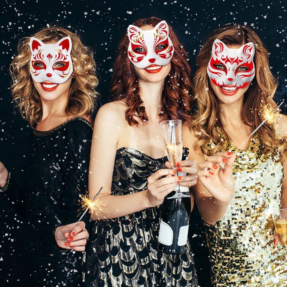 Máscaras de Gato y Zorro Blancas IMIKEYA 6 Piezas DIY