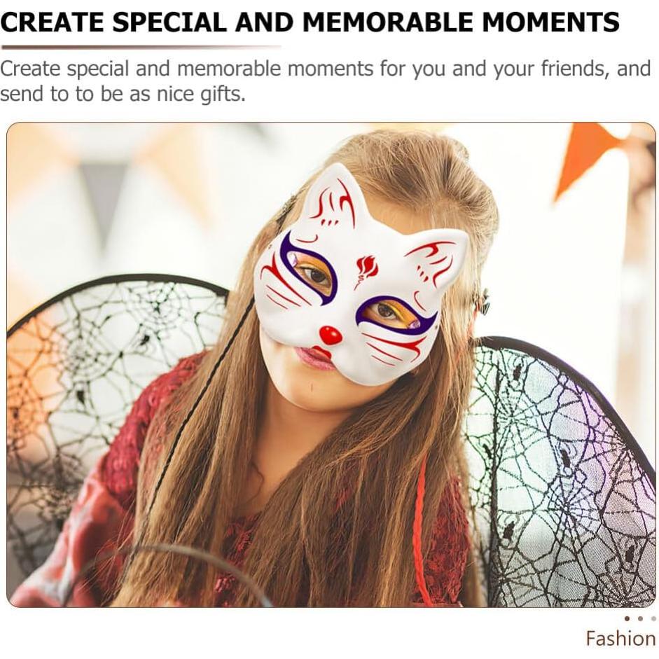 Máscaras de Gato y Zorro Blancas IMIKEYA 6 Piezas DIY