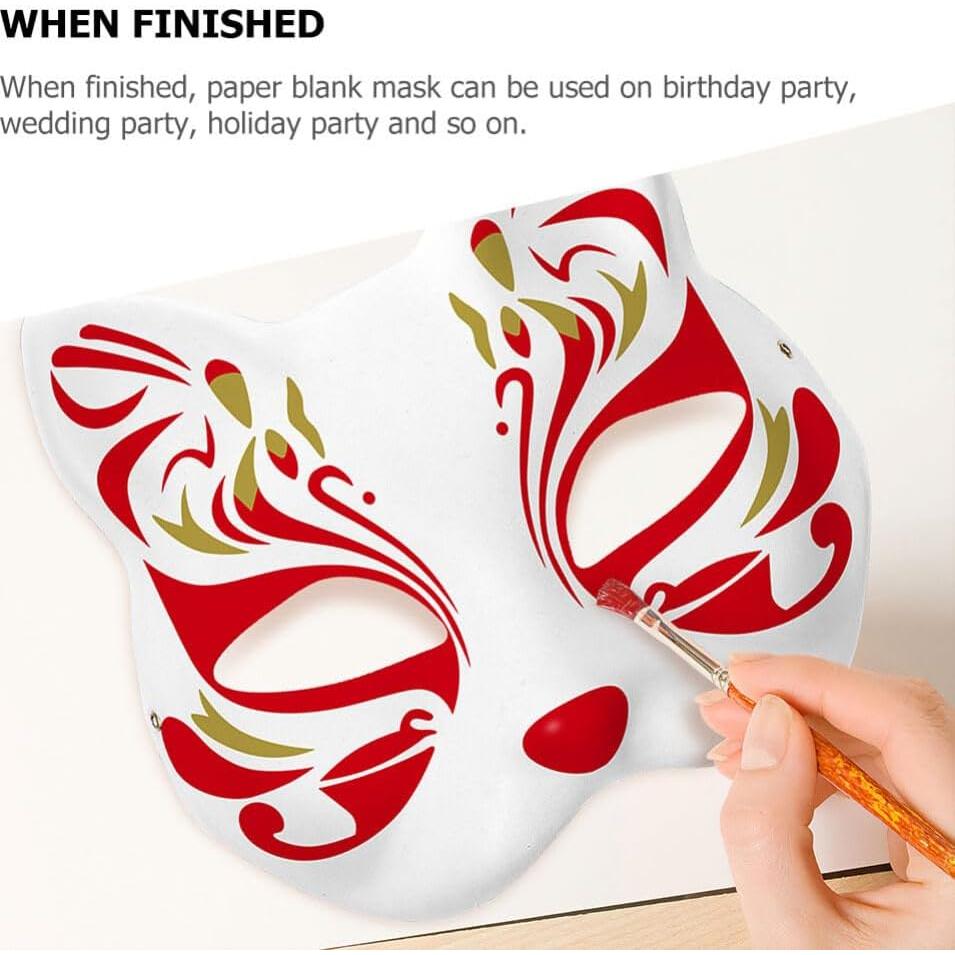 Máscaras de Gato y Zorro Blancas IMIKEYA 6 Piezas DIY