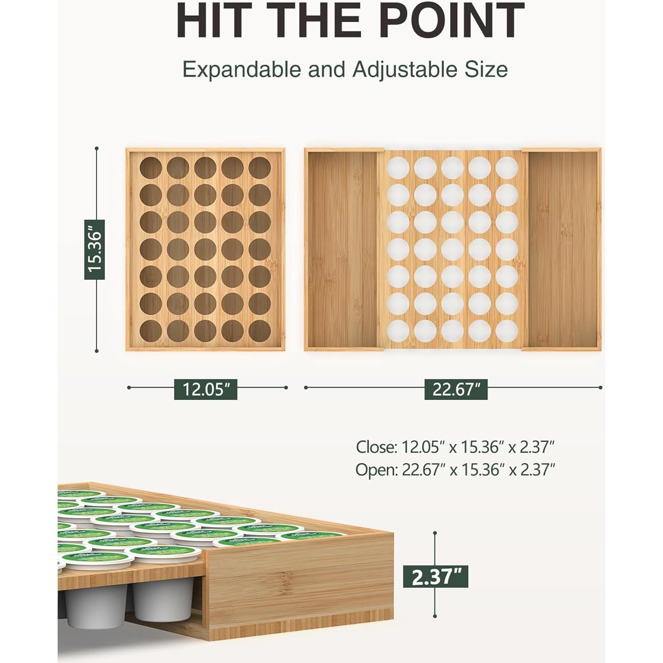 Soporte Expandible de Bambú WELL WENG para 35 Cápsulas K-Cup