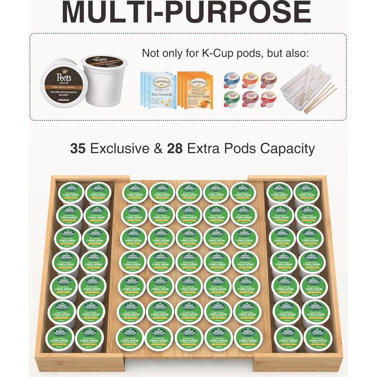 Soporte Expandible de Bambú WELL WENG para 35 Cápsulas K-Cup