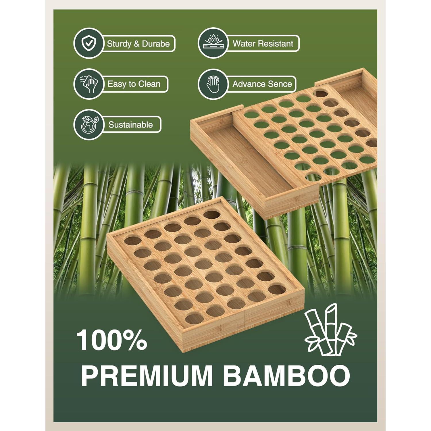 Soporte Expandible de Bambú WELL WENG para 35 Cápsulas K-Cup