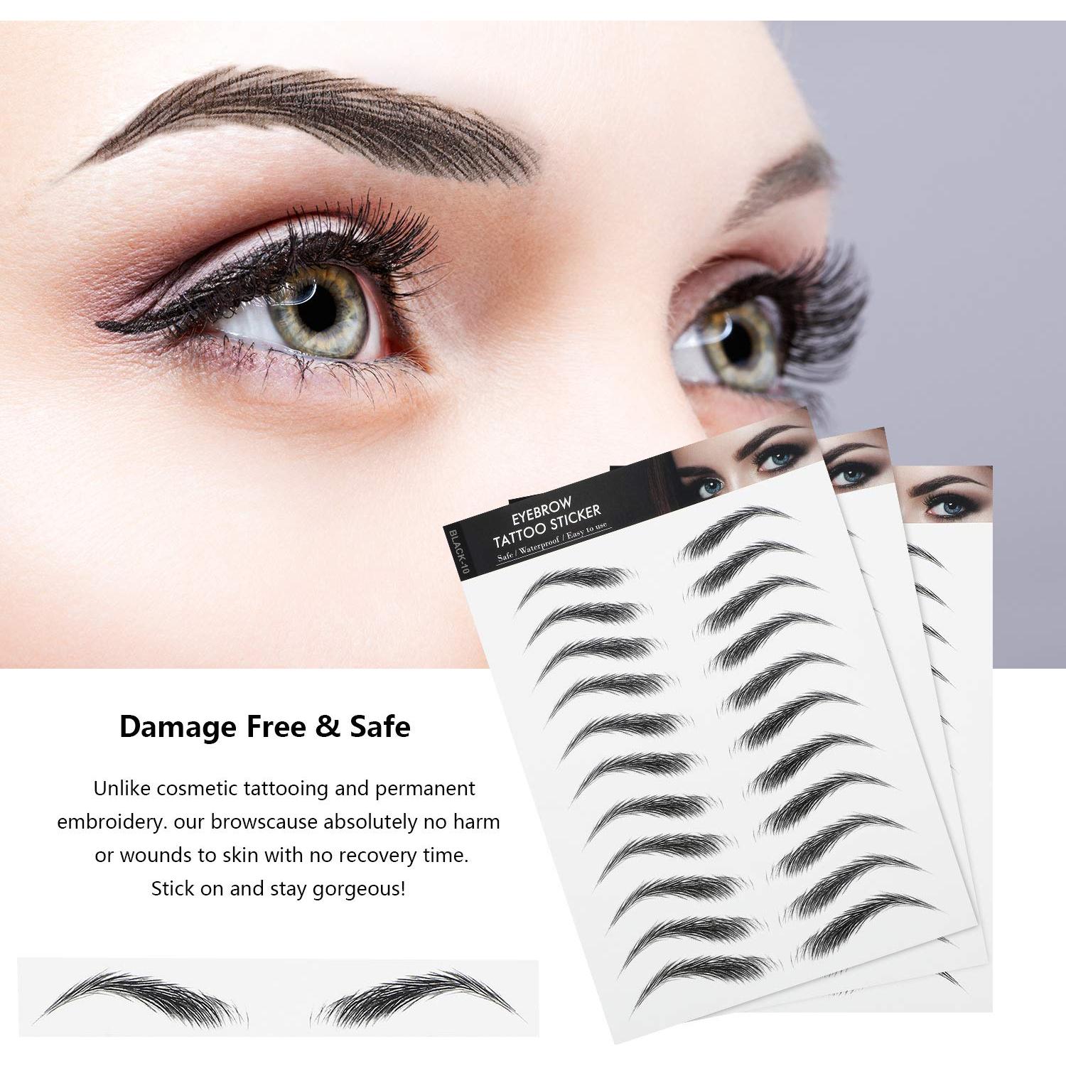 Calcomanías de Cejas Impermeables Maitys 12 Hojas Estilo Clásico