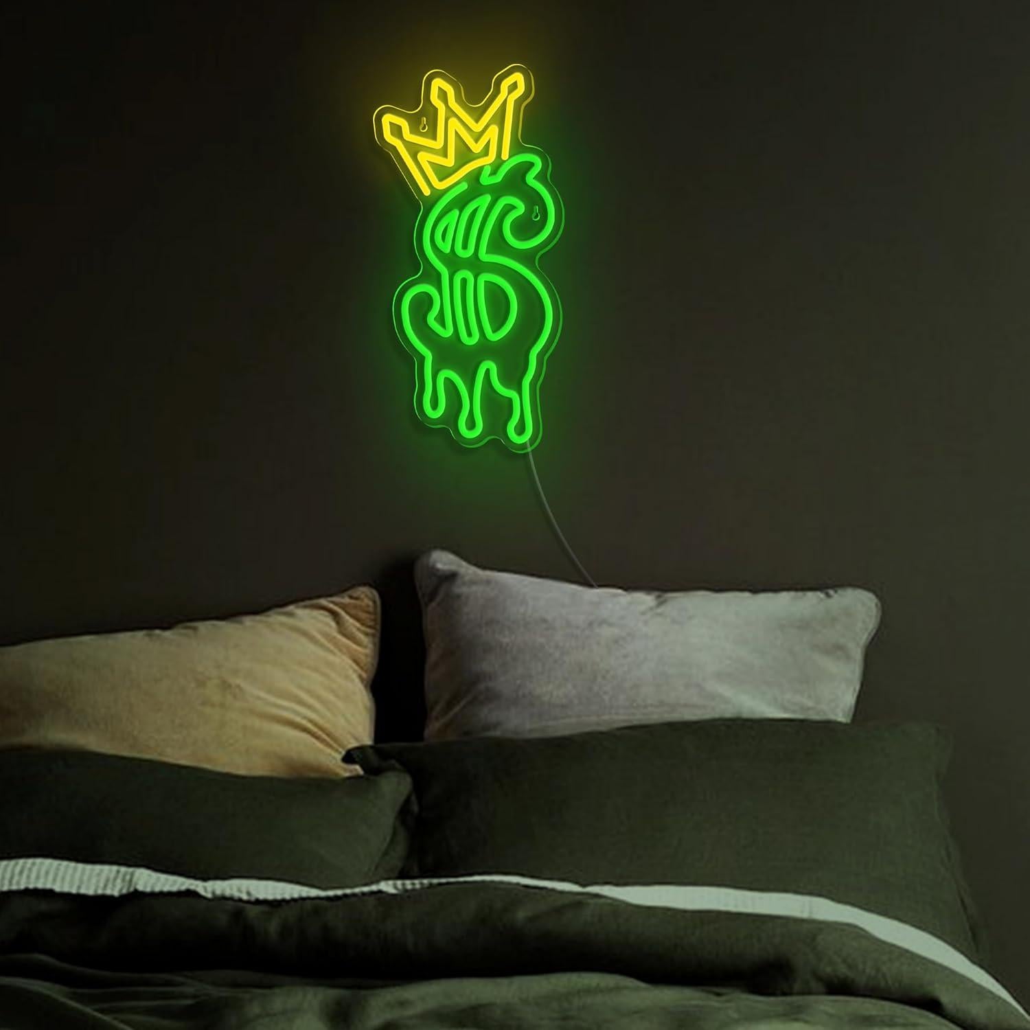 Luz de Neón LED Dólar Verde con Brillo Ajustable - LF