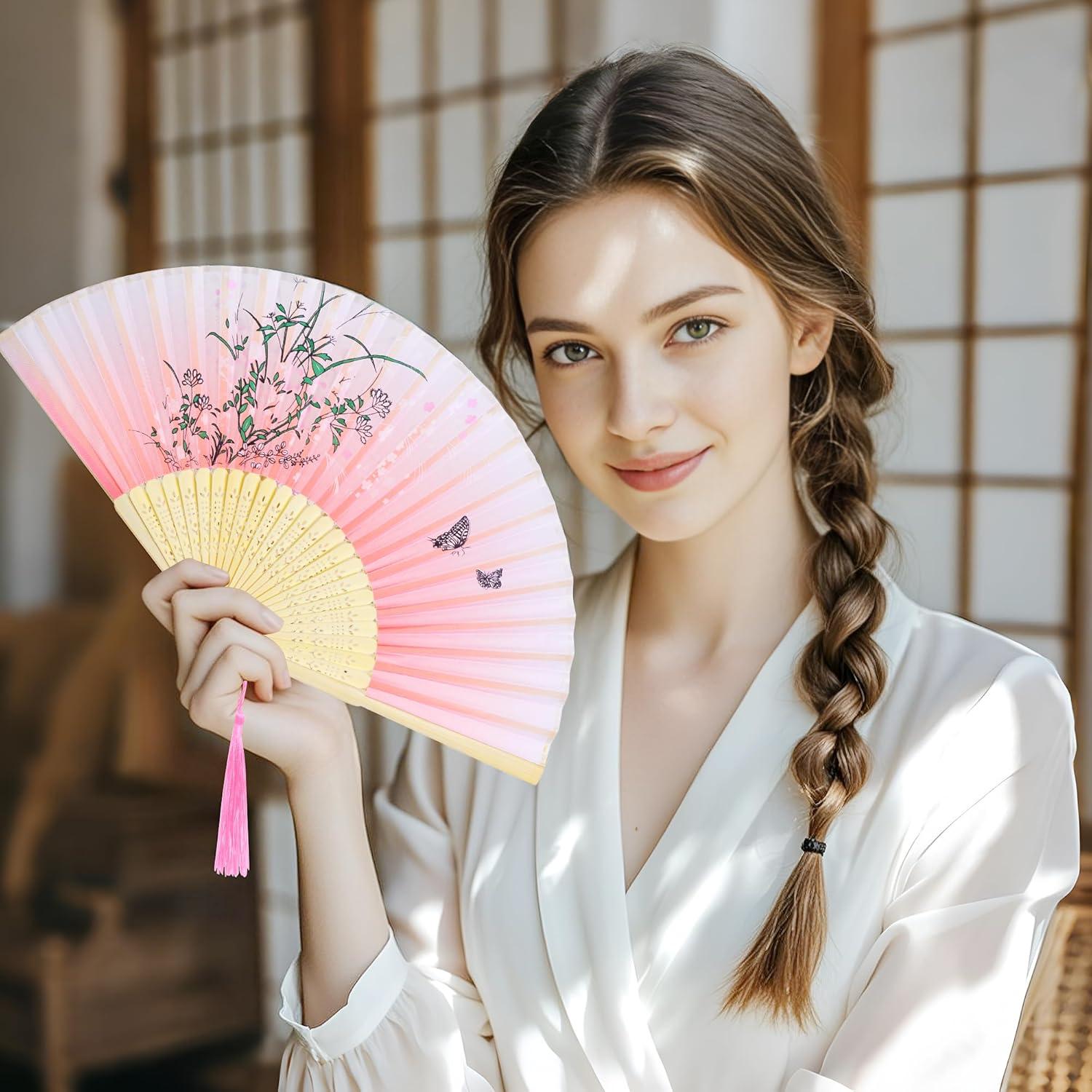 Abanicos de Mano Plegables Bantoye 2 Piezas Floral