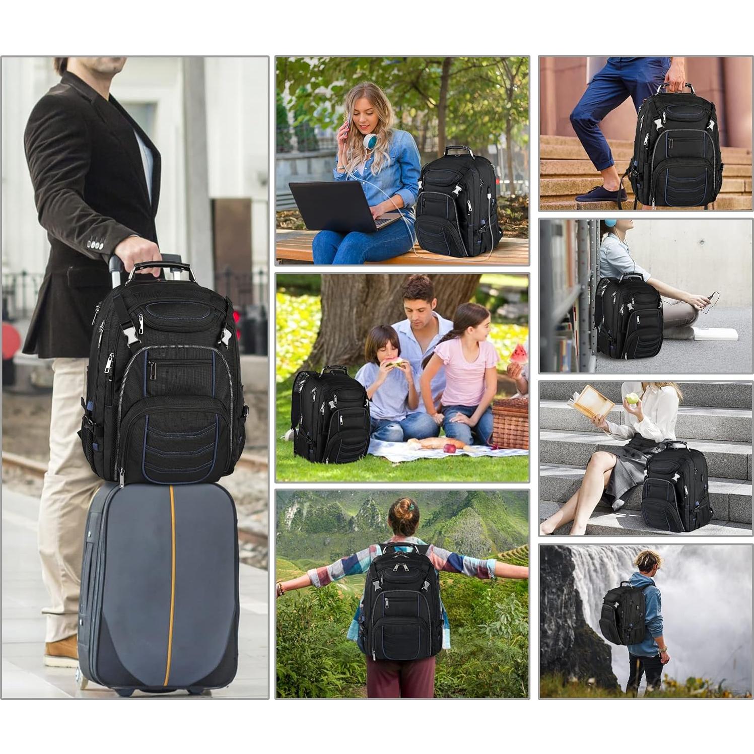 Mochila SINVICKO 18.4" Antirrobo USB 60L Azul