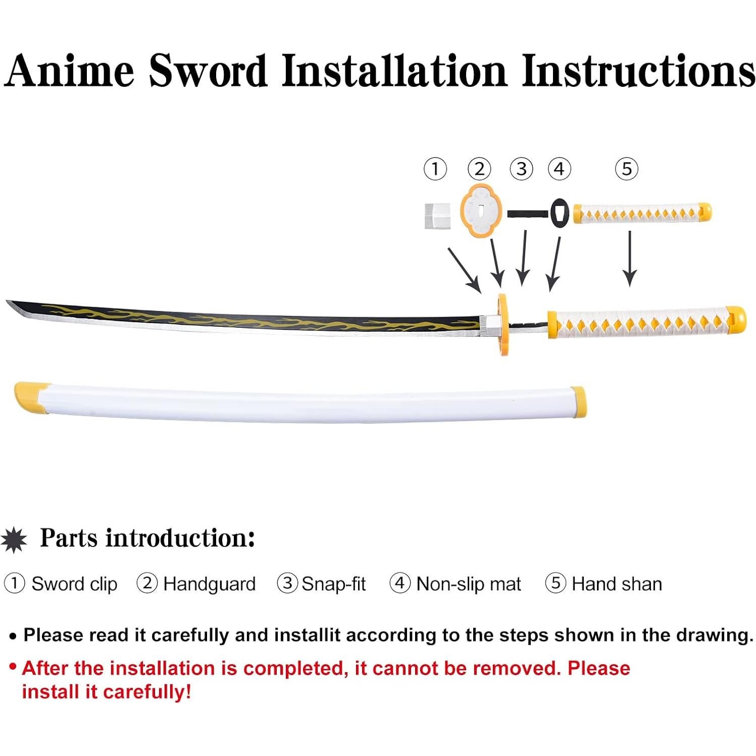 Espada de Cosplay Zenitsu PZOEWUESR 104 cm con Soporte