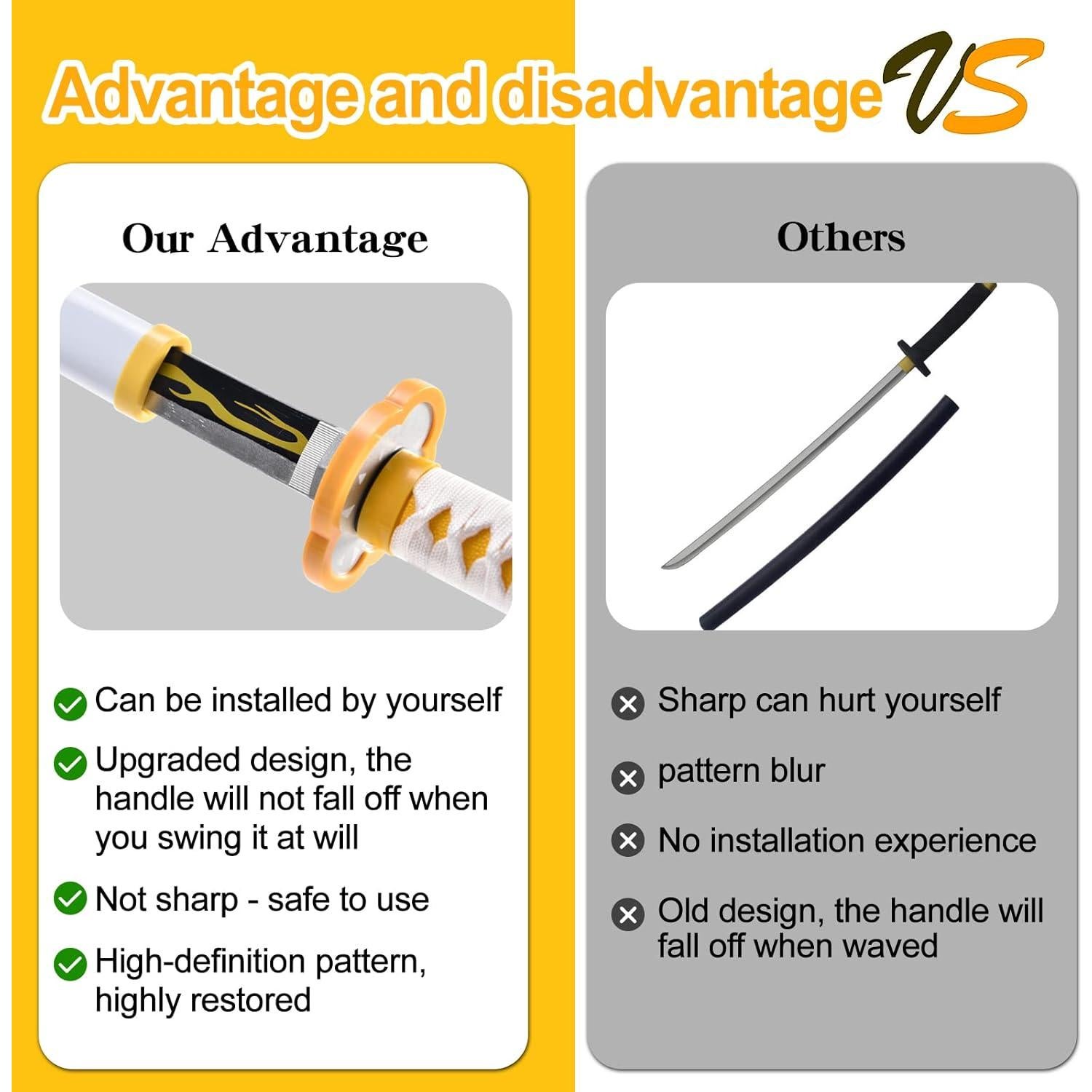 Espada de Cosplay Zenitsu PZOEWUESR 104 cm con Soporte