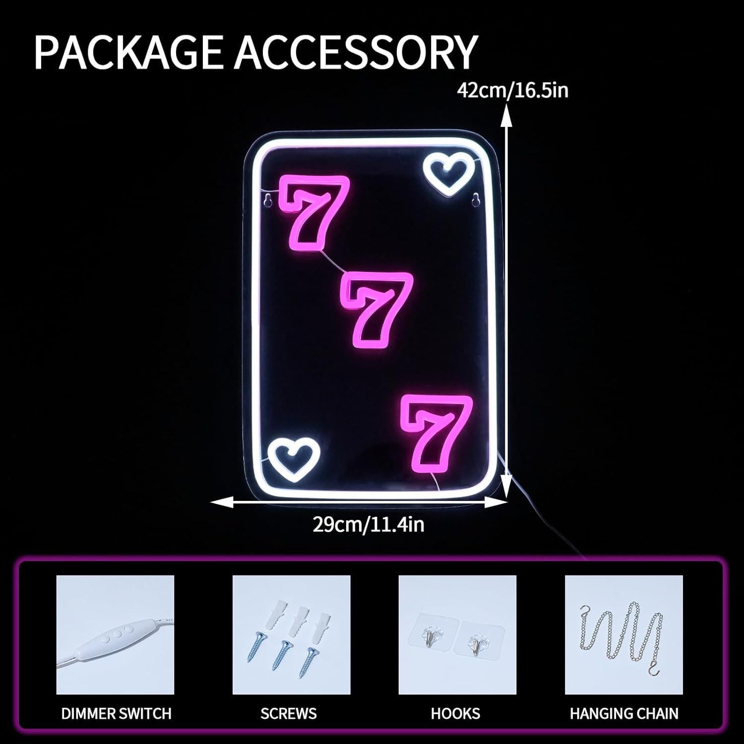 Cartel de Neón LED Virlusy 777 Rosa Dimmable para Decoración