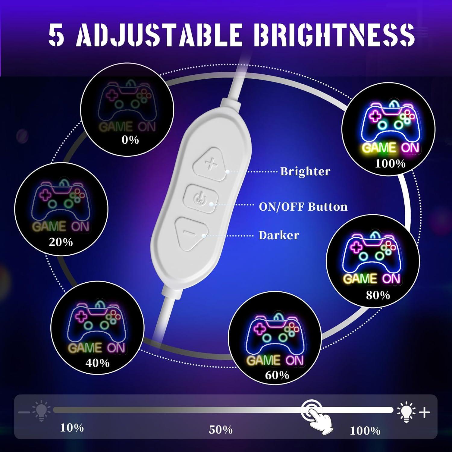 Luz de Neón LED Gamer STYPOP Game On 35.9x34cm