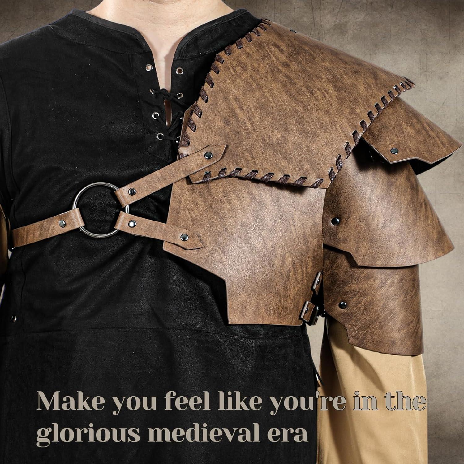 Armadura Medieval de Cuero Sintético Marrón para LARP