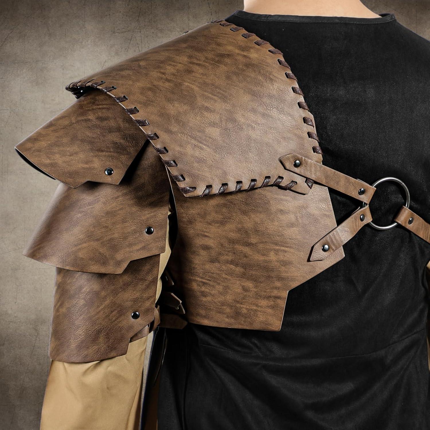 Armadura Medieval de Cuero Sintético Marrón para LARP