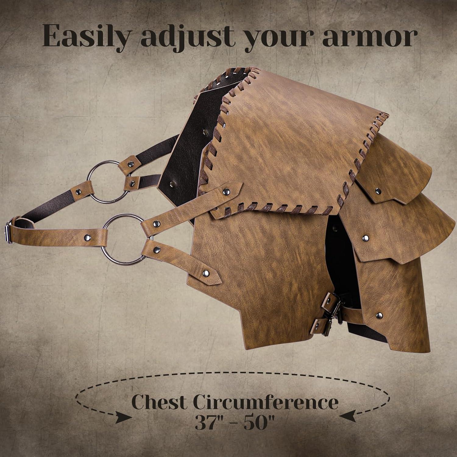 Armadura Medieval de Cuero Sintético Marrón para LARP
