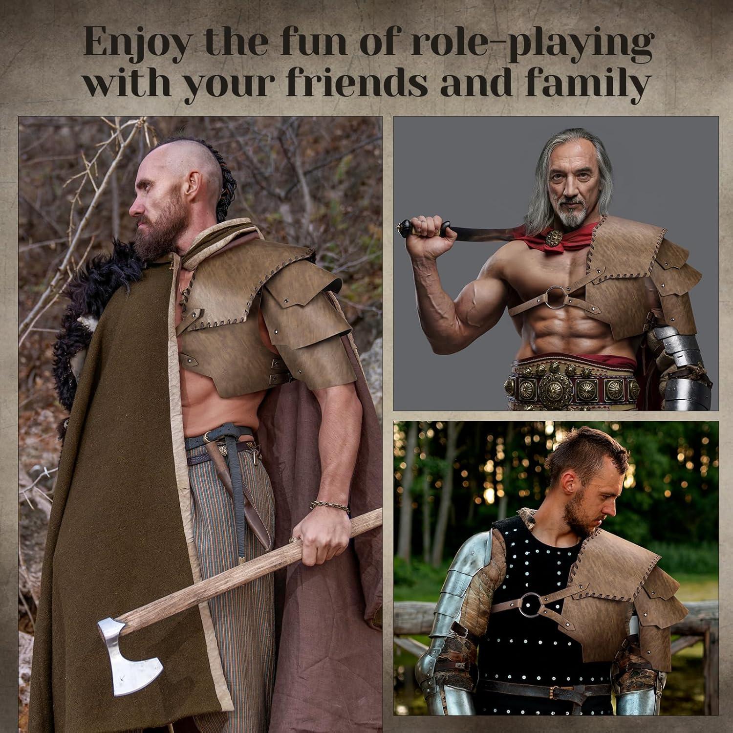 Armadura Medieval de Cuero Sintético Marrón para LARP