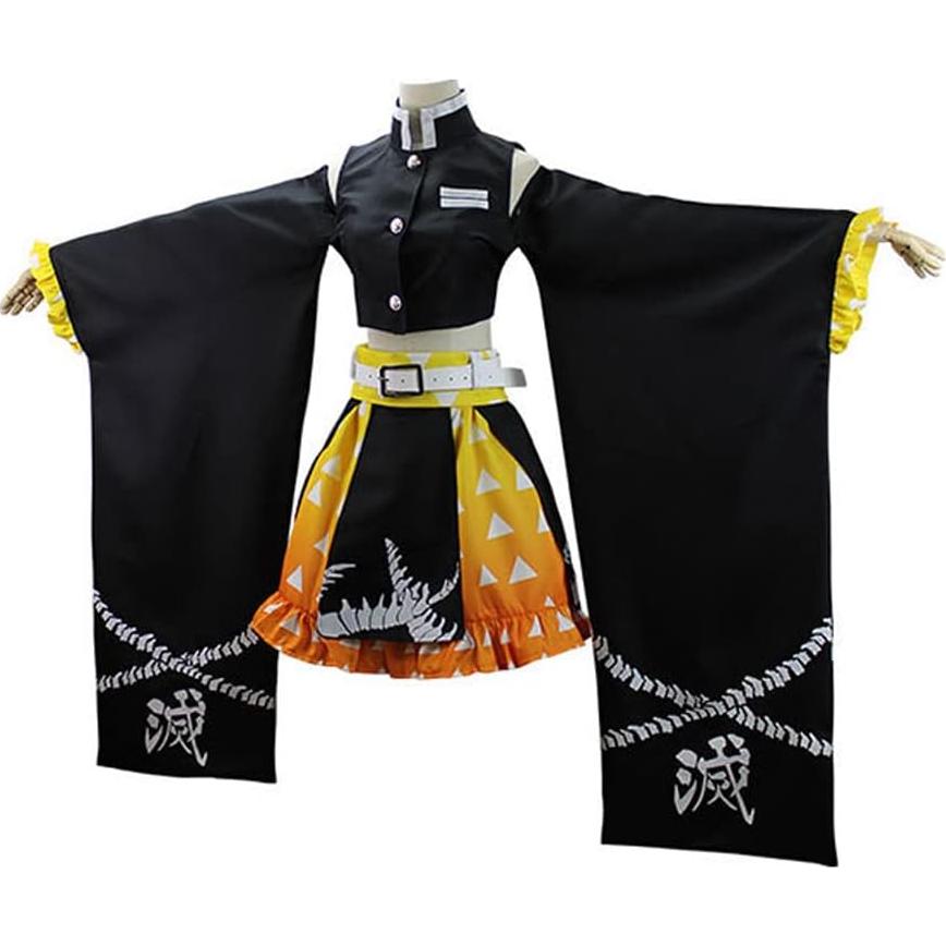 Disfraz de Cosplay Zenitsu Tanjirou Kimono Anime Halloween Mujer