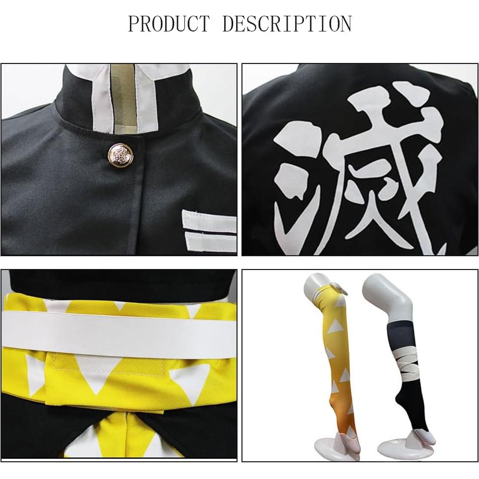 Disfraz de Cosplay Zenitsu Tanjirou Kimono Anime Halloween Mujer