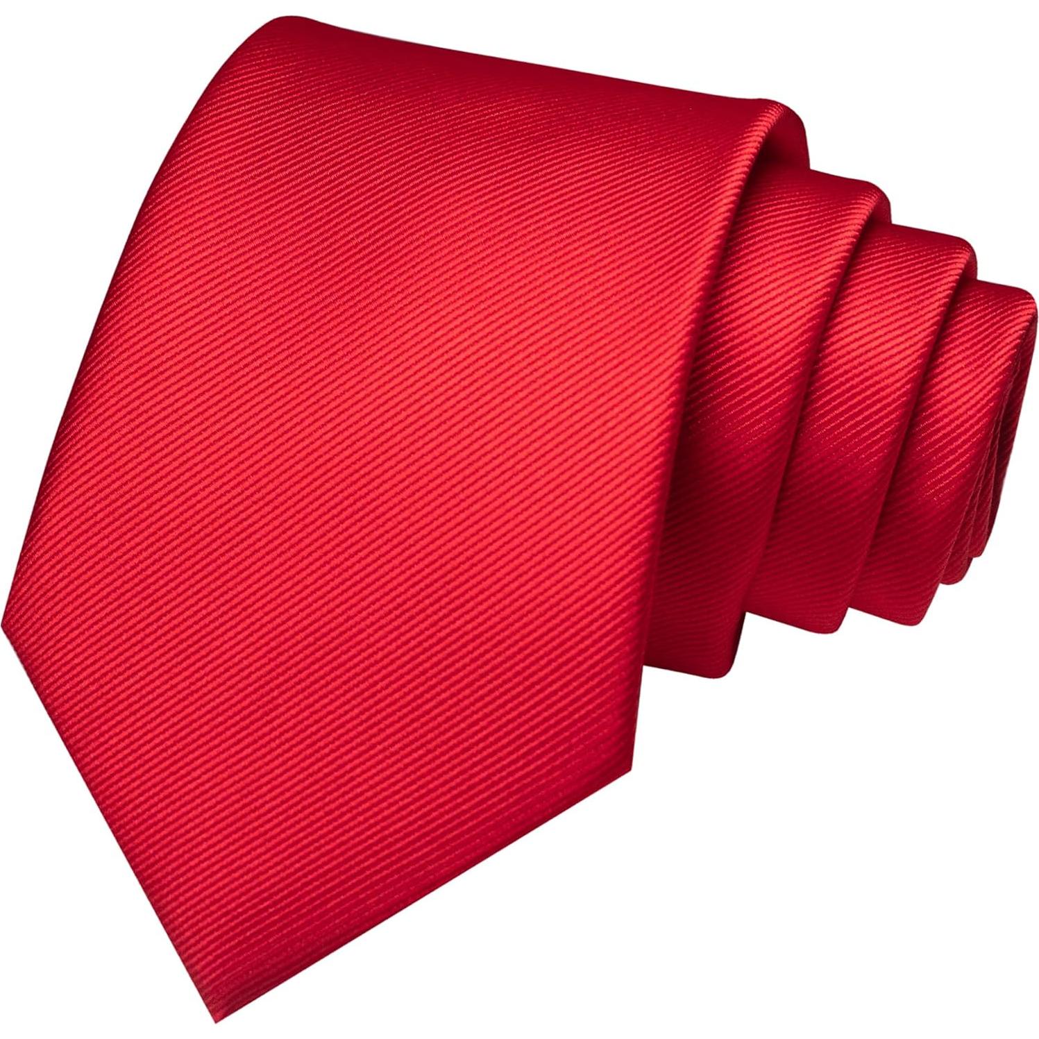Conjunto Corbata Sólida Rojo + Pañuelo + Clip Hombres