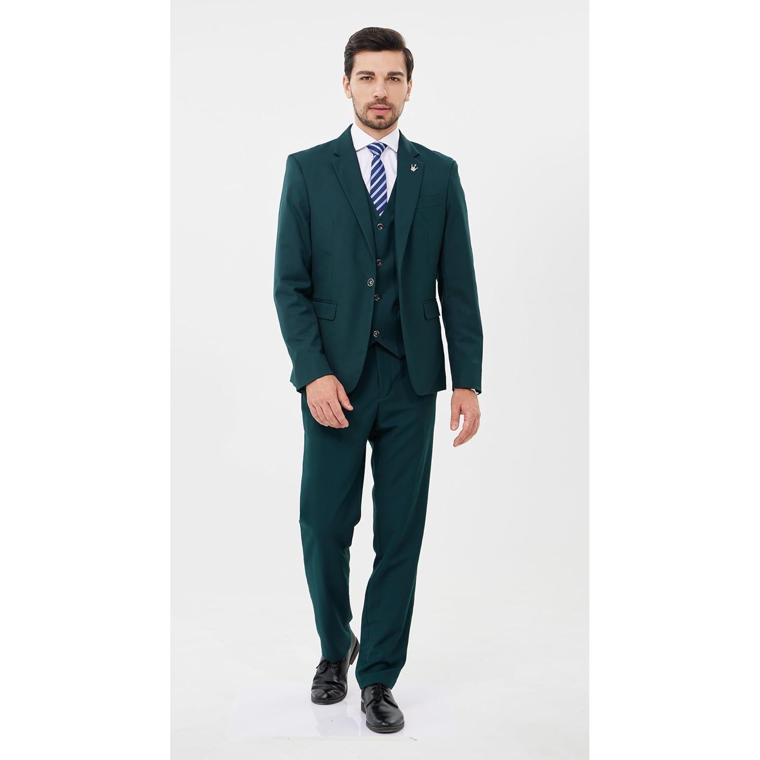 Traje de Hombre Ajustado 3 Piezas MAGE MALE Verde Oscuro