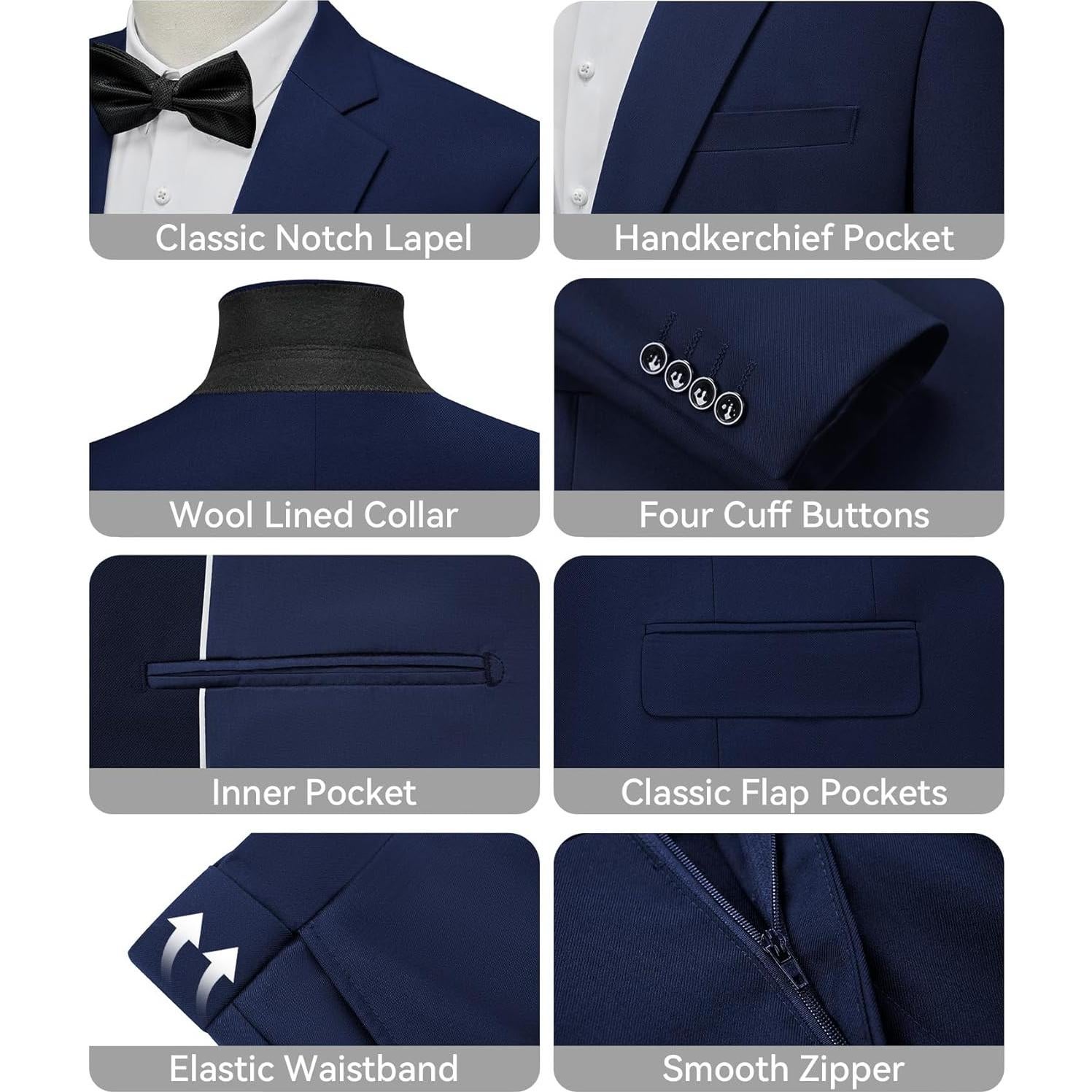 Traje de Hombre WEEN CHARM Ajustado 2 Piezas Marino