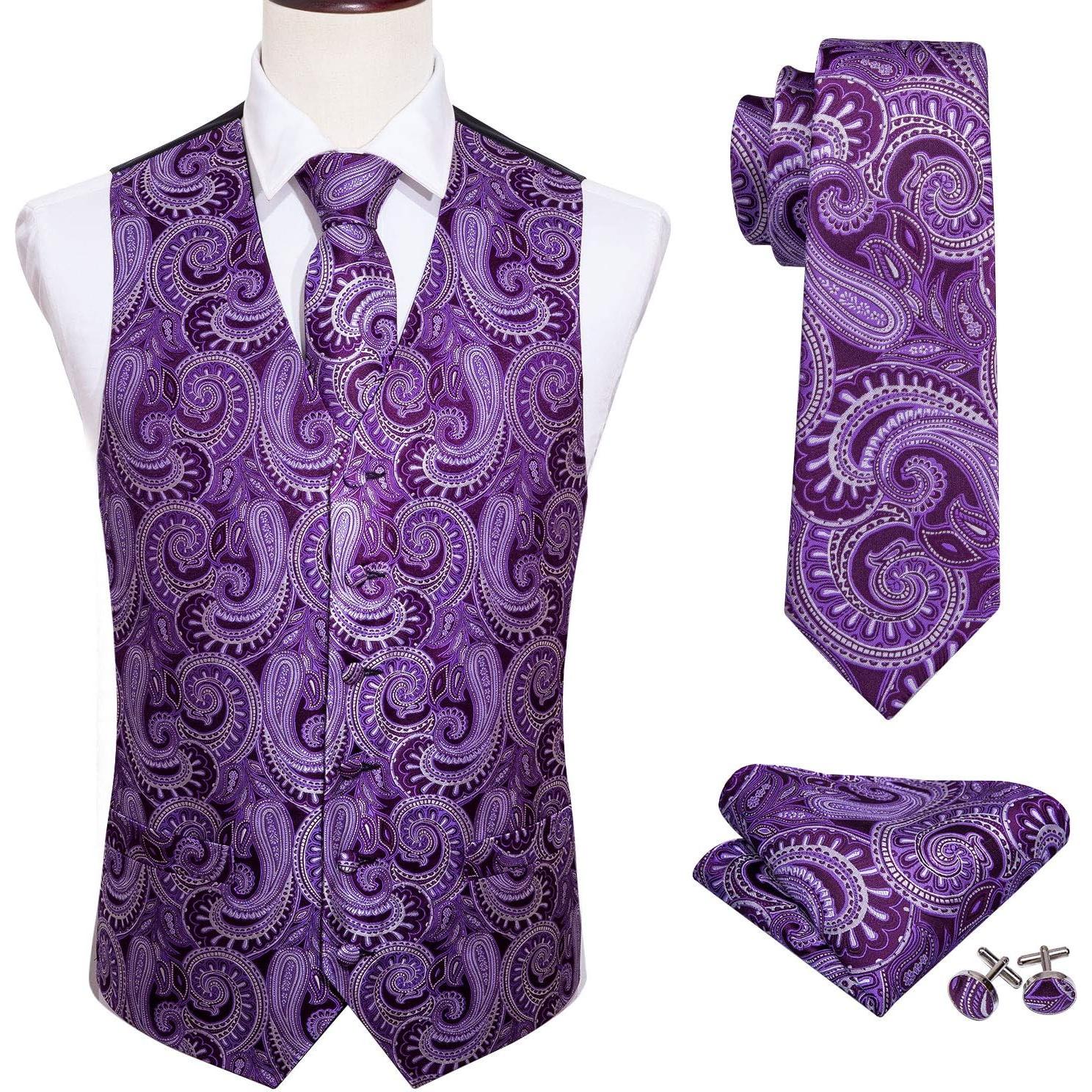 Chaleco Formal Barry.Wang para Hombre Jacquard Seda 5 Piezas