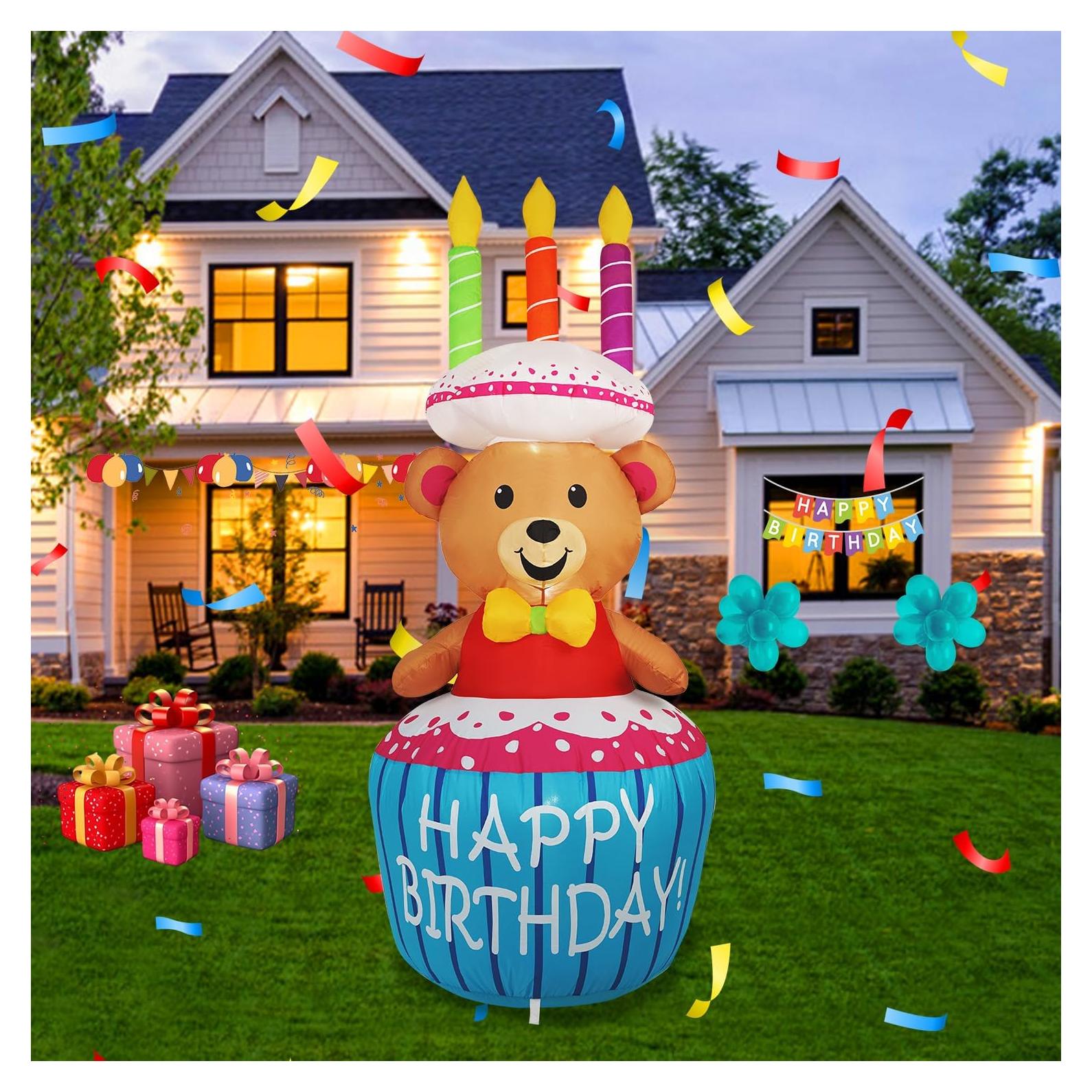 Decoración Inflable Pastel de Cumpleaños 1.22m InfleasJoiy LED