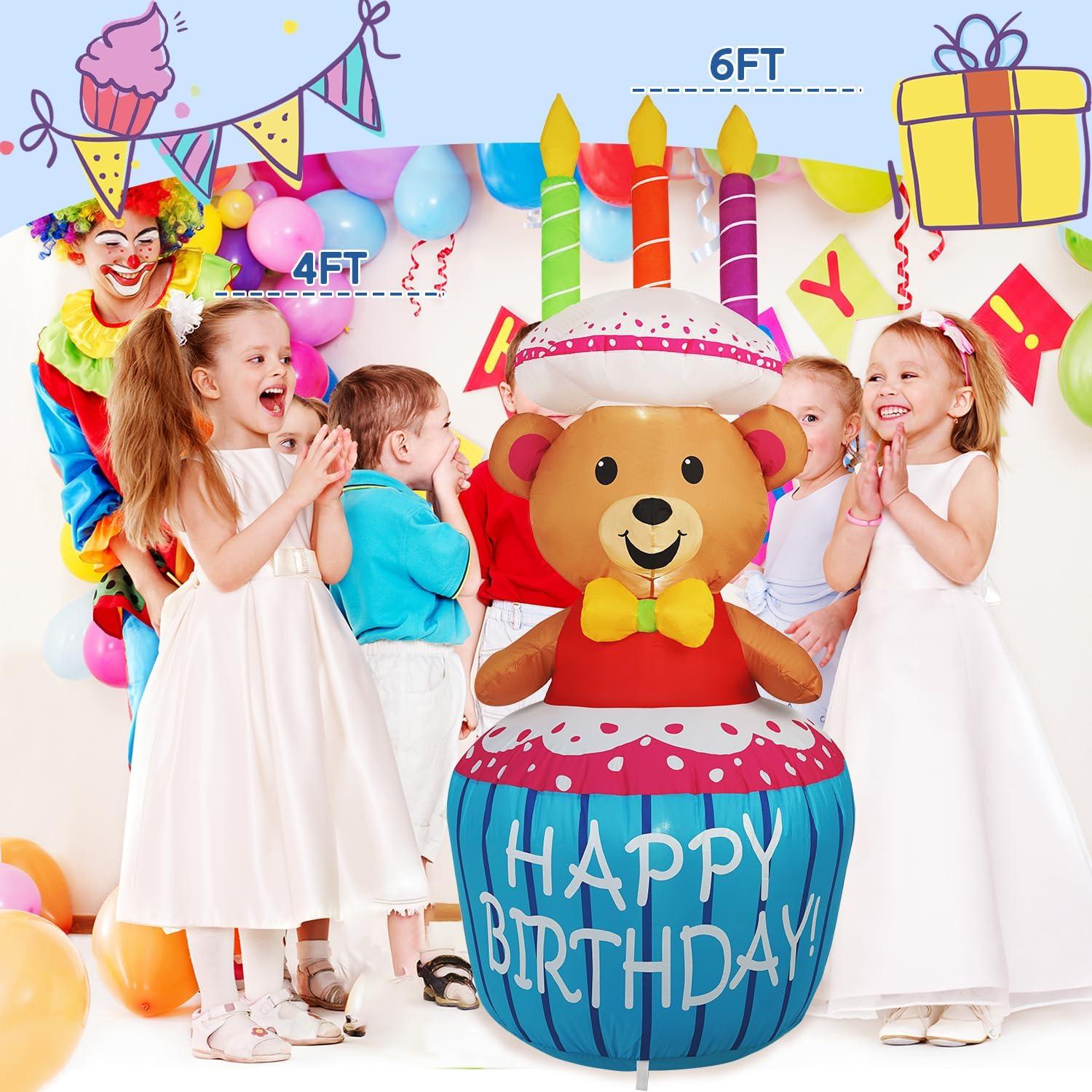 Decoración Inflable Pastel de Cumpleaños 1.22m InfleasJoiy LED