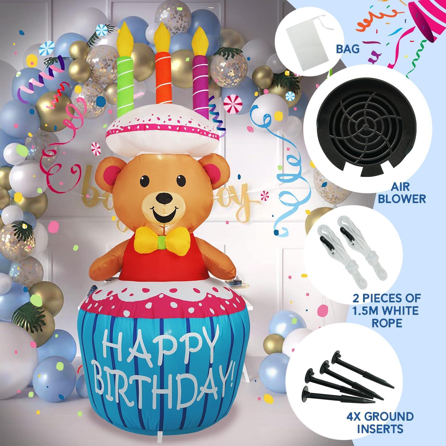 Decoración Inflable Pastel de Cumpleaños 1.22m InfleasJoiy LED