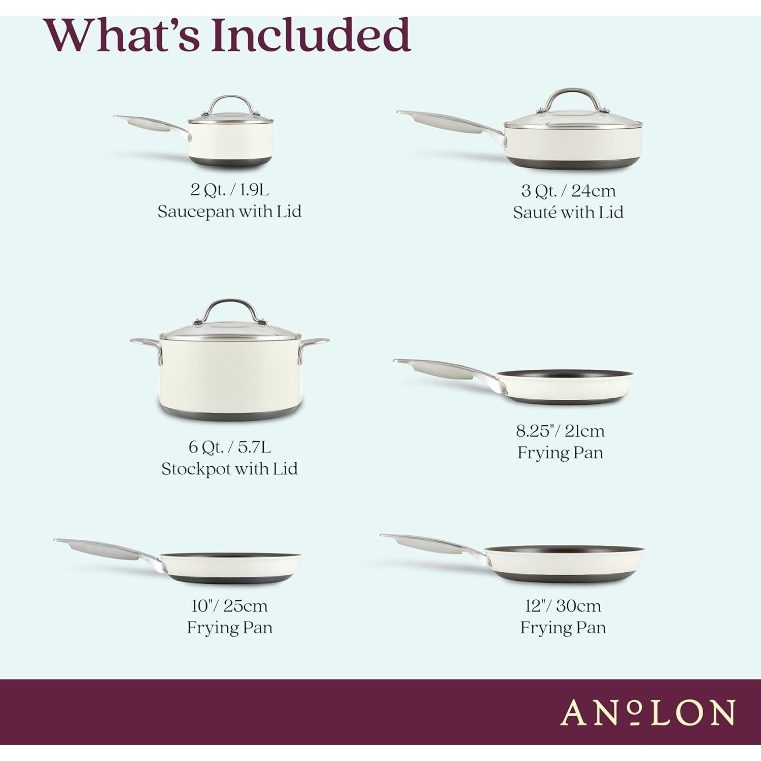 Juego de Ollas y Sartenes Antiadherentes Anolon Achieve 9 Pzas