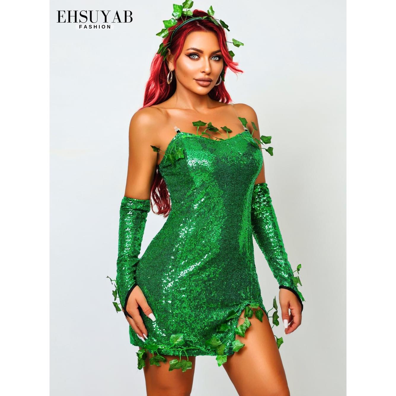 Disfraz Sexy de Elfo Verde 3Pcs para Mujeres Talla 0-18