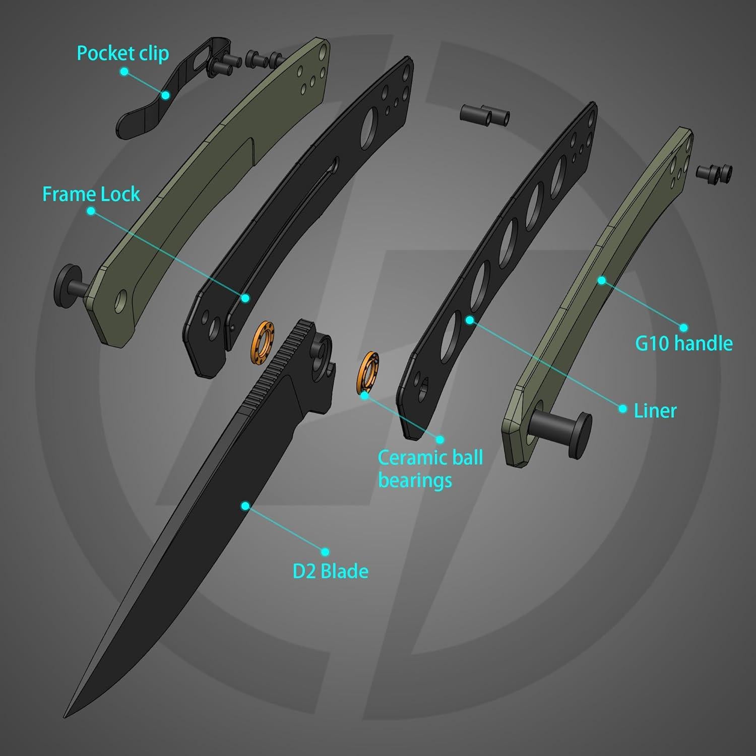 Cuchillo Plegable OLITANS G066 8.89 cm Hoja D2 Mango G10