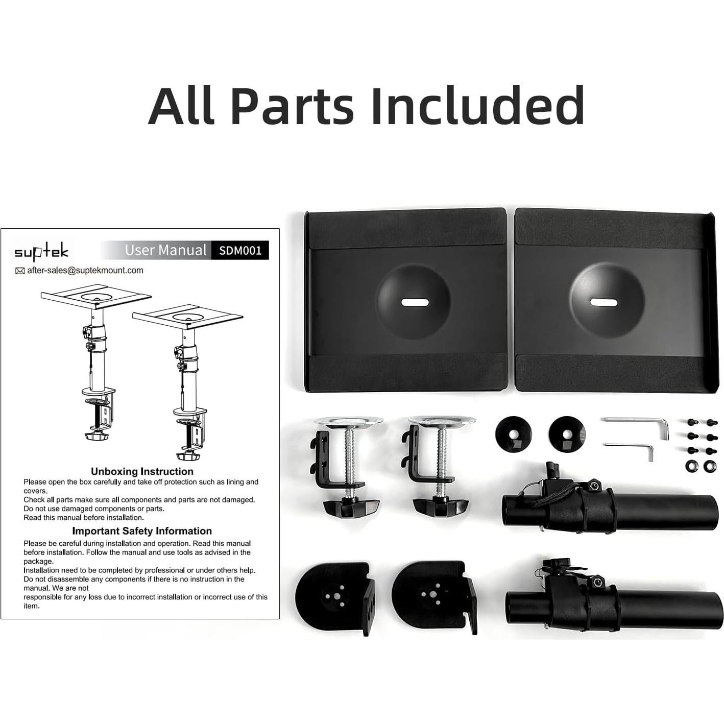 Soporte de Altavoz Ajustable Suptek SDM001 Negro - 2 Paquete