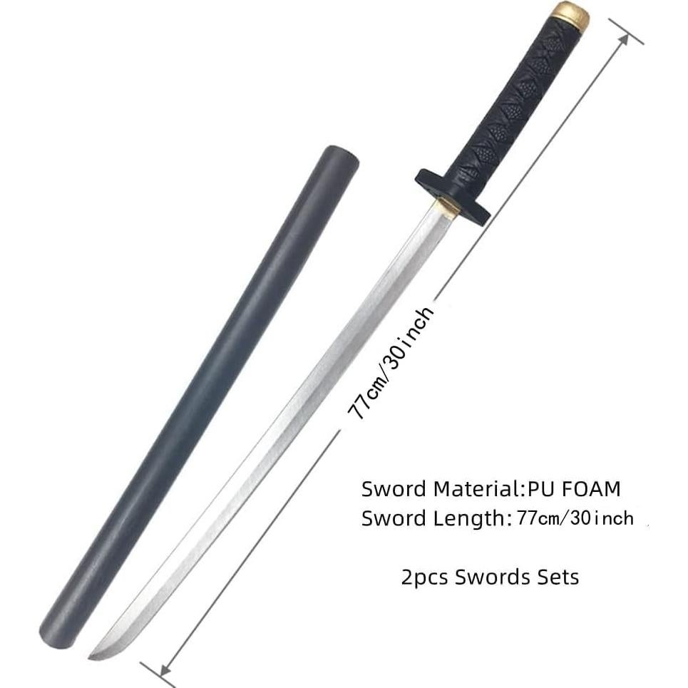 Espadas de Anime Cosplay 2Pcs Damdos Katana Samurai 77cm