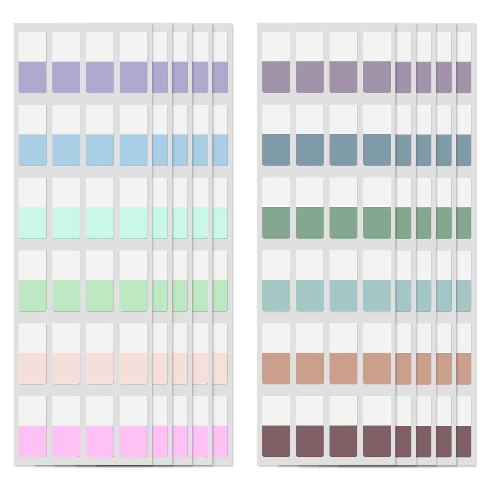 480 Pestañas Adhesivas Prudiut 1.27x2.54 cm 12 Colores