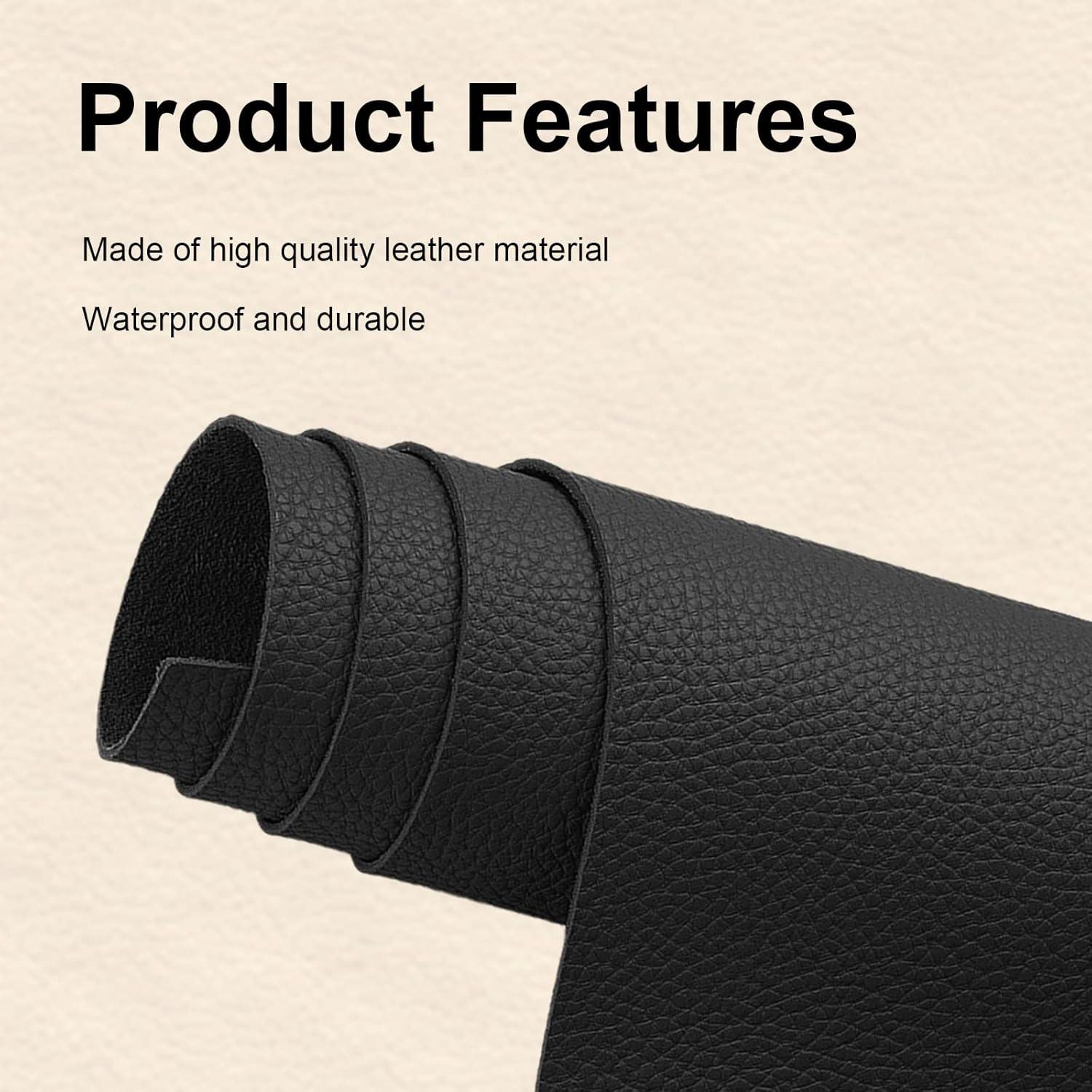 Parche de Reparación de Cuero Autoadhesivo KEVWR 10x160cm Negro