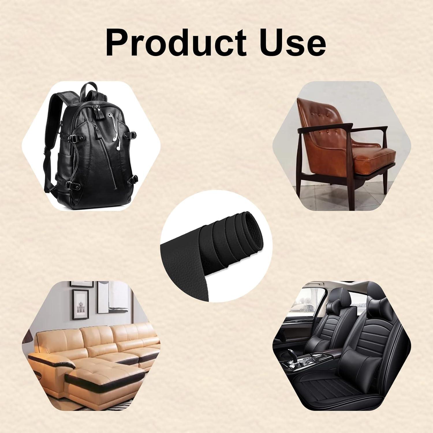 Parche de Reparación de Cuero Autoadhesivo KEVWR 10x160cm Negro