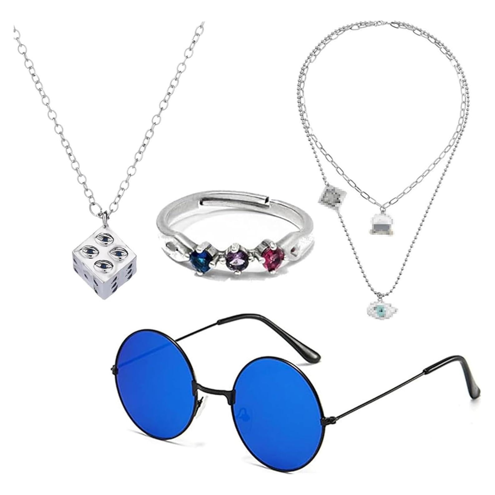 Conjunto de Cosplay JinYu: Gafas, Collar y Anillo Unisex