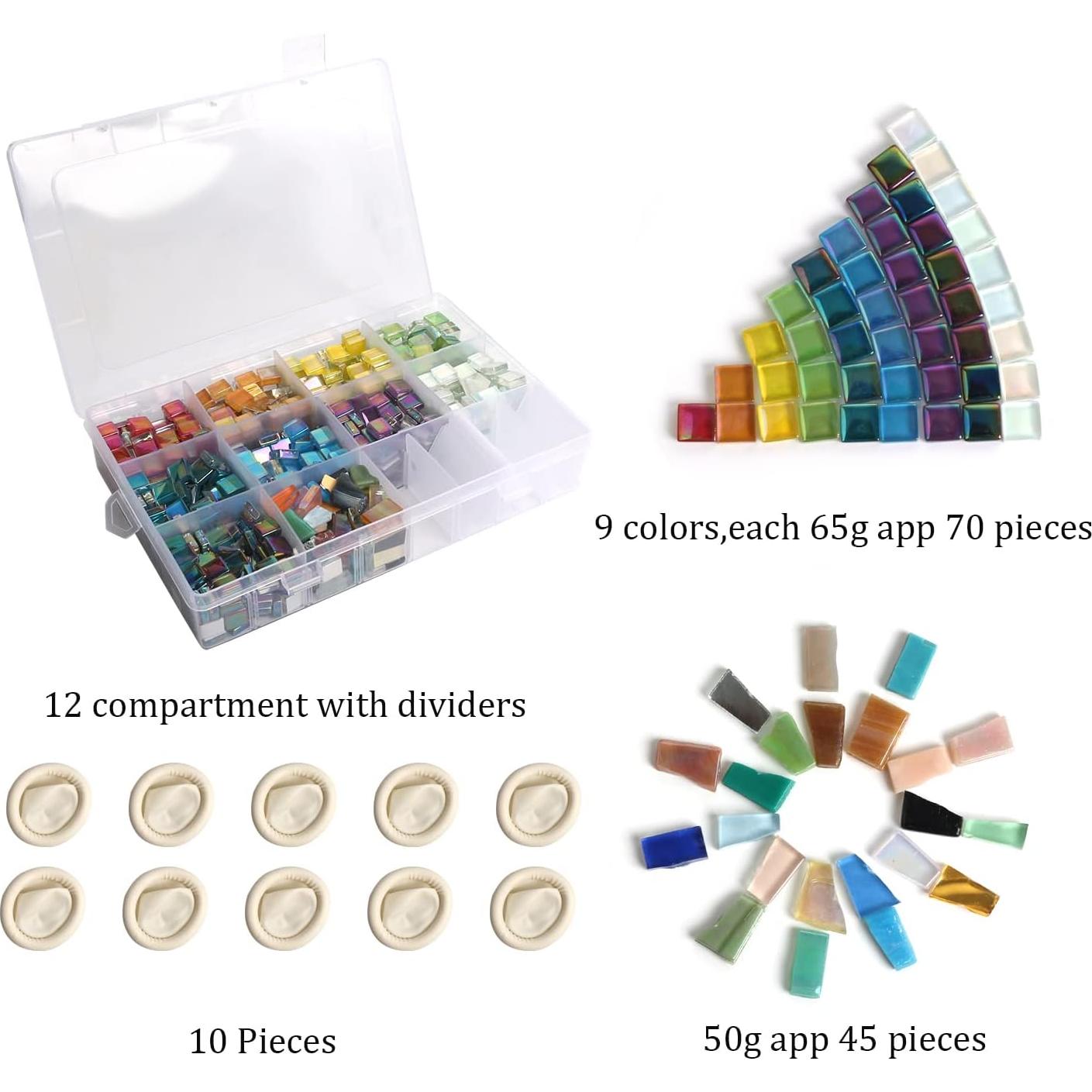 Set de 680g Azulejos Mosaico de Vidrio Focal20 Colores Múltiples