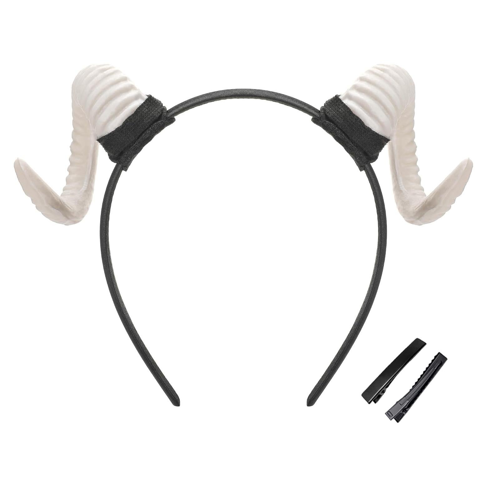 Diadema con Cuernos de Oveja MOSTORY Blanca - Accesorio Halloween