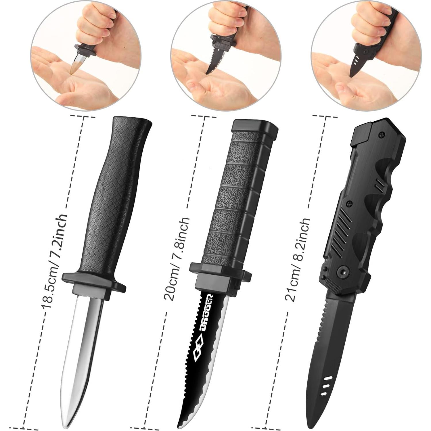 Juego de 9 cuchillos falsos retráctiles ZJoey Halloween