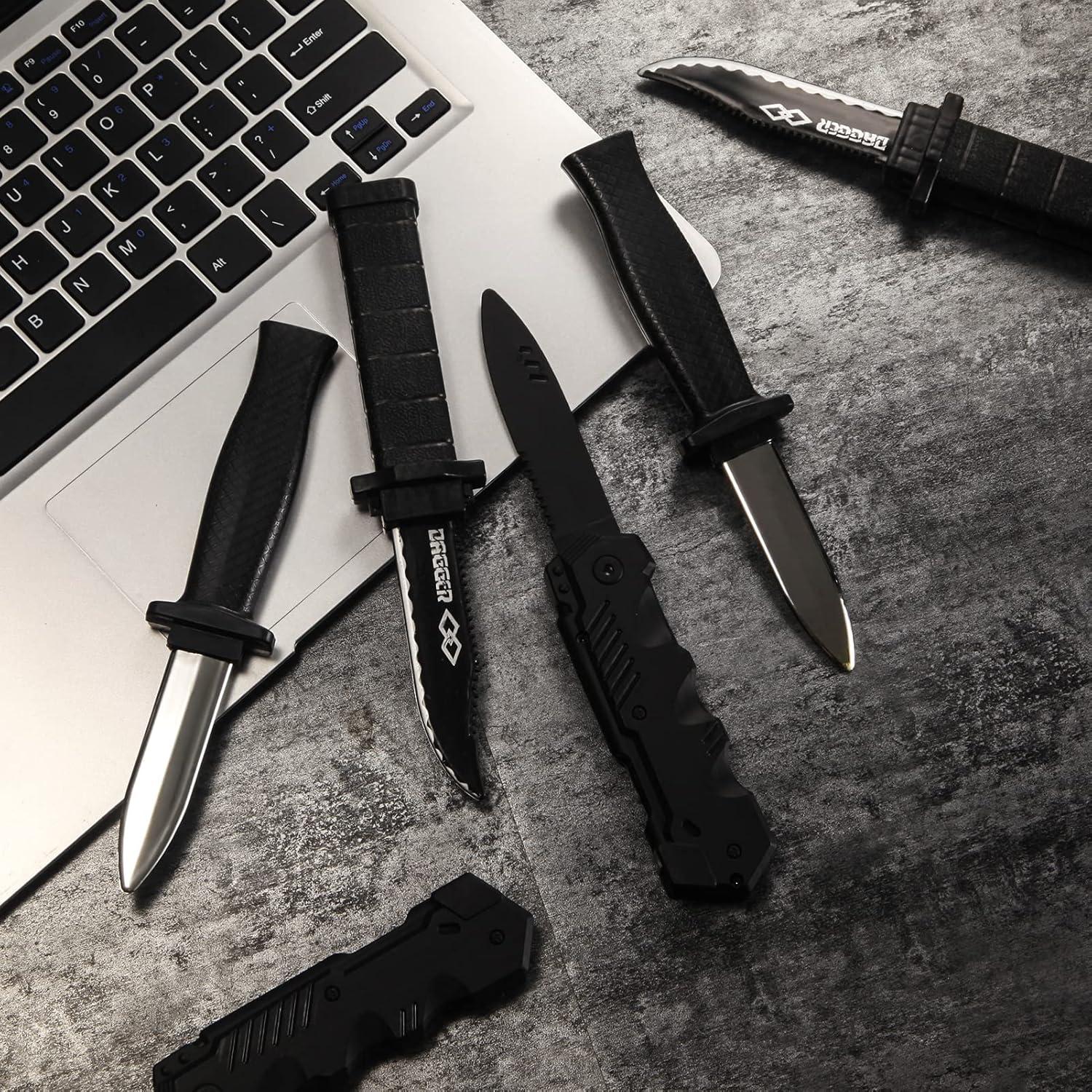 Juego de 9 cuchillos falsos retráctiles ZJoey Halloween