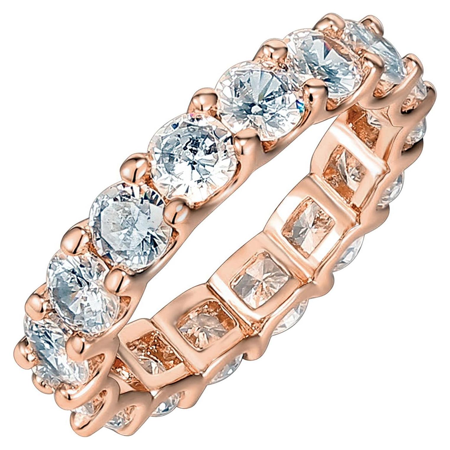 Anillos de Amor Apilables PAVOI Oro Rosa 14K 4mm CZ